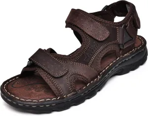 Arkbird Men's Leather Sandals Athletic Fisherman Sandal Outdoor Comfortable and Stylish Casual Summer Slip On Shoes for Men