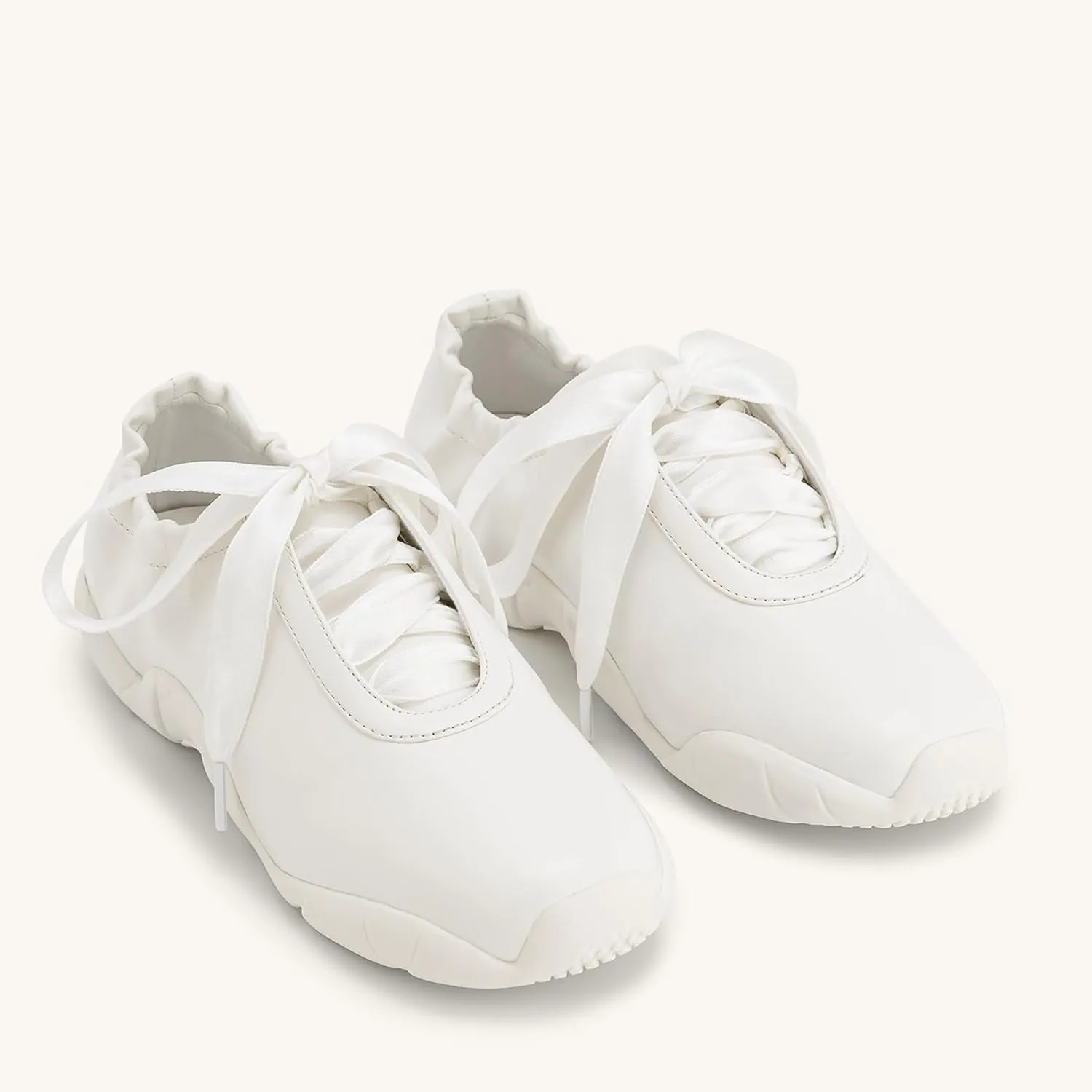 Arqa Lace-up Casual Ballet Sneakers for Women Breathable Lightweight Walking Satin Fabric Flat Sneakers Comfortable Outgoing Tennis Walking Shoes