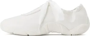 Arqa Lace-up Casual Ballet Sneakers for Women Breathable Lightweight Walking Satin Fabric Flat Sneakers Comfortable Outgoing Tennis Walking Shoes