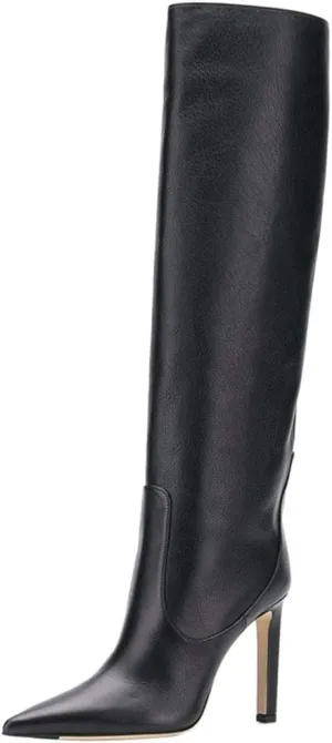 Arqa Women's Stiletto High Heel Knee High Boots Pointy Toe Faux Crocodile Print Boot Casual Dress Shoes