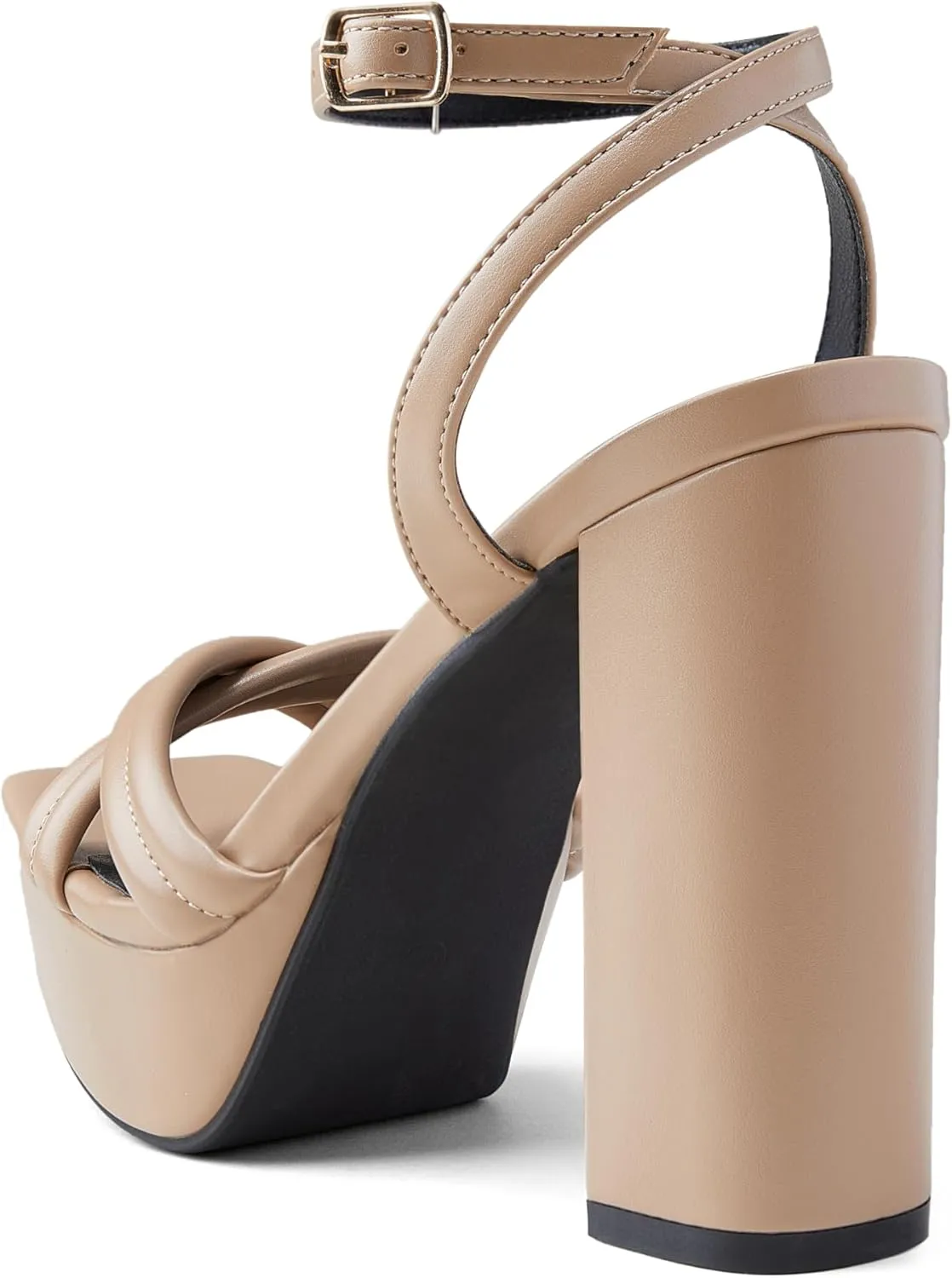 Arromic Women's Platform Heels High Chunky Sandals 4.5 Inches Square Open Toe Heeled Sandals Pink Gold White Black Nude Strappy Ankle Strap Sexy Pumps Y2K Dress Party Wedding Shoes