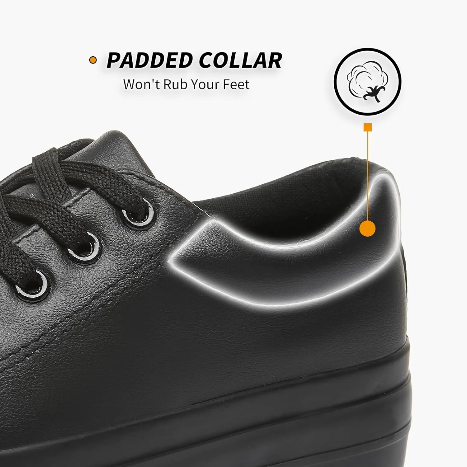 BABUDOG Womens Synthetic Leather Platform Sneakers,White Platform Shoes,Lace-up Tennis Shoes for Women,Comfortable Casual Shoes