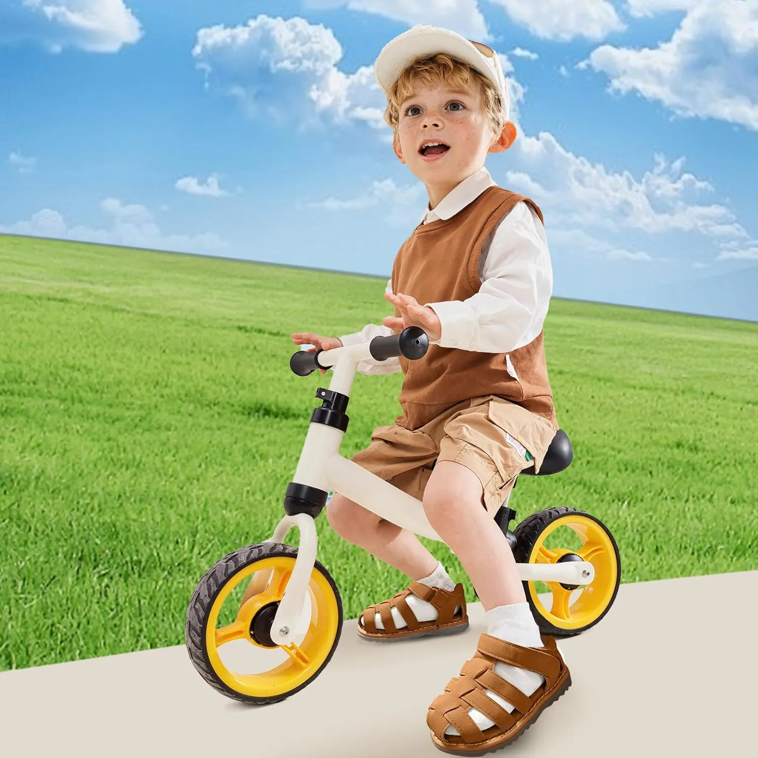 Baby Boys Girls Closed Toe Summer Sandals Lightweight Non-Slip Soft Sole Leather Athletic Sandals Outdoor Toddler First Walking Shoes