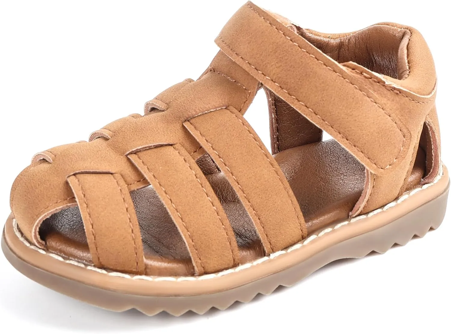Baby Boys Girls Closed Toe Summer Sandals Lightweight Non-Slip Soft Sole Leather Athletic Sandals Outdoor Toddler First Walking Shoes