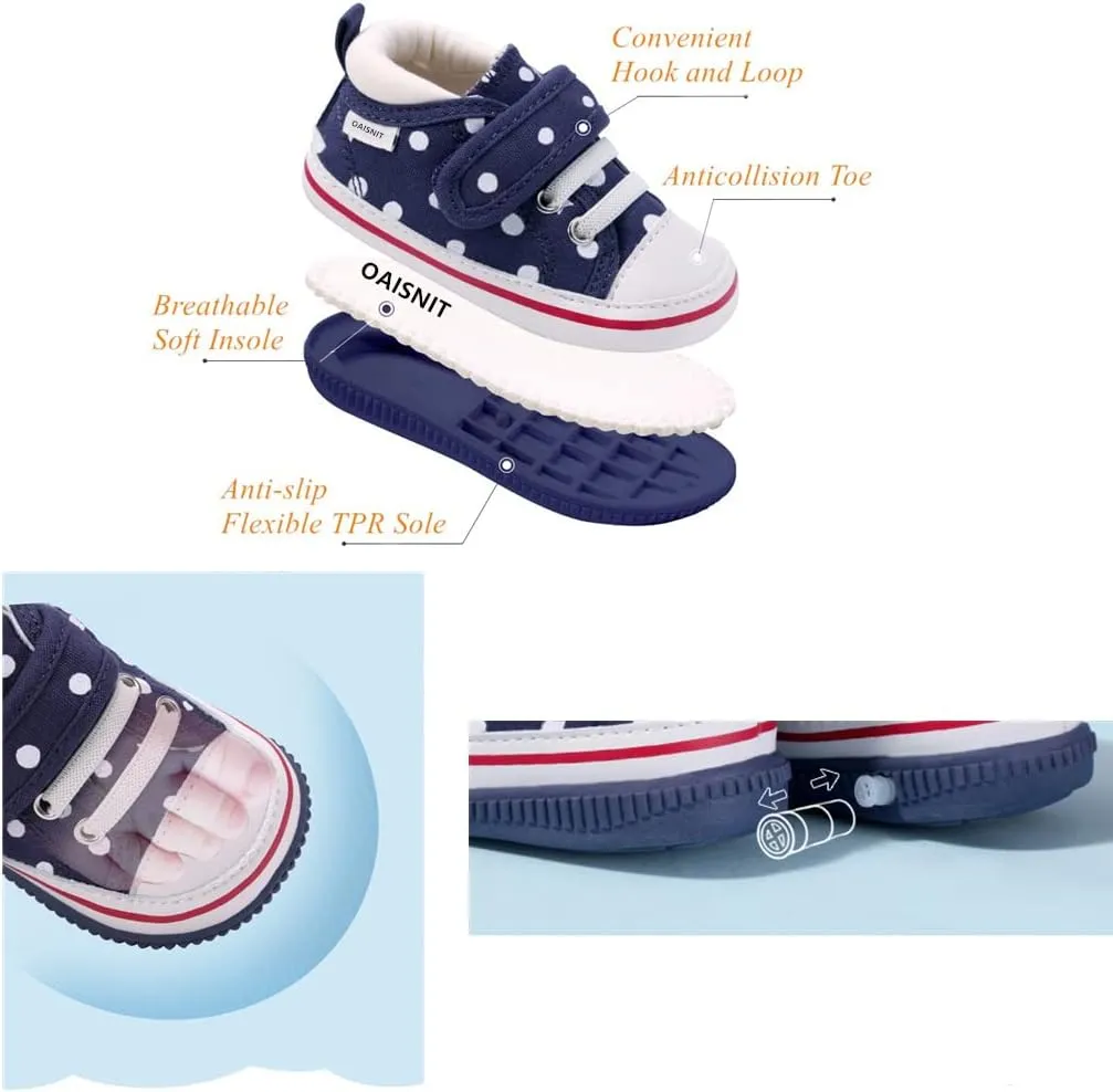 Baby Boys Girls Squeaky Shoes Anti-Slip Soft Rubber Sole Canvas Sneakers Toddler First Walkers