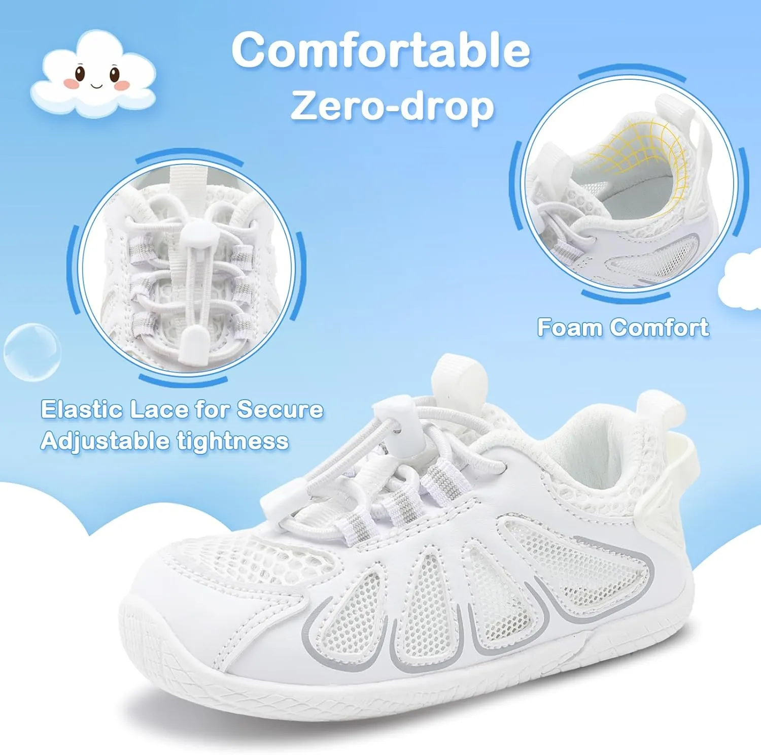 BARERUN Toddler Shoes Boy Girl Sneakers Lightweight Breathable Barefoot Running/Walking Shoes Toddler Tennis Shoes with Adjustable Tightness