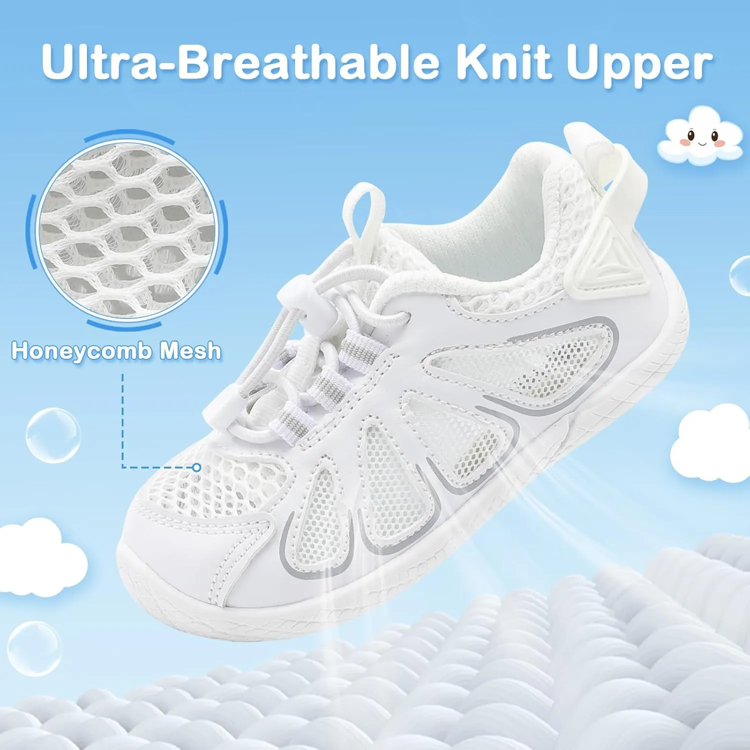 BARERUN Toddler Shoes Boy Girl Sneakers Lightweight Breathable Barefoot Running/Walking Shoes Toddler Tennis Shoes with Adjustable Tightness
