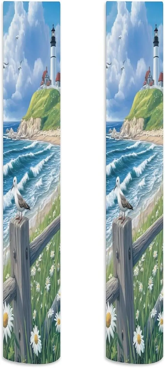 Beach Seascape Lighthouse Thigh High Socks Fashion Knee High Socks Over The Calf Long Socks Boot Stockings