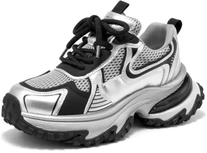BEAU TODAY Chunky Sneakers for Women,Fashion Platform Walking Sneakers,Comfortable Arch Support Tennis Dad Shoes