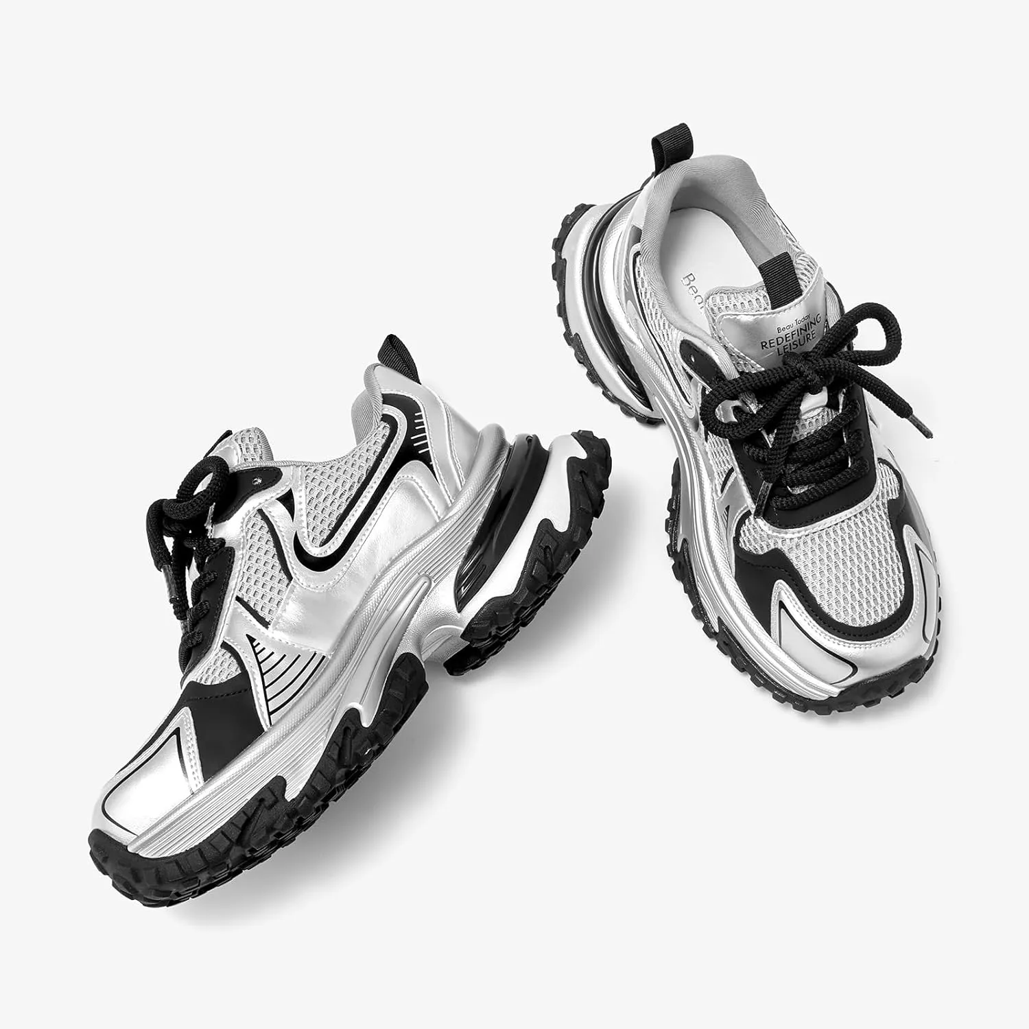 BEAU TODAY Chunky Sneakers for Women,Fashion Platform Walking Sneakers,Comfortable Arch Support Tennis Dad Shoes