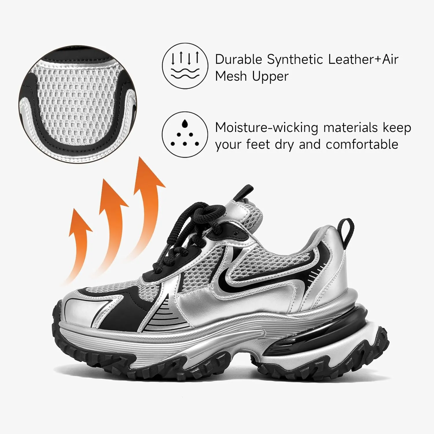 BEAU TODAY Chunky Sneakers for Women,Fashion Platform Walking Sneakers,Comfortable Arch Support Tennis Dad Shoes