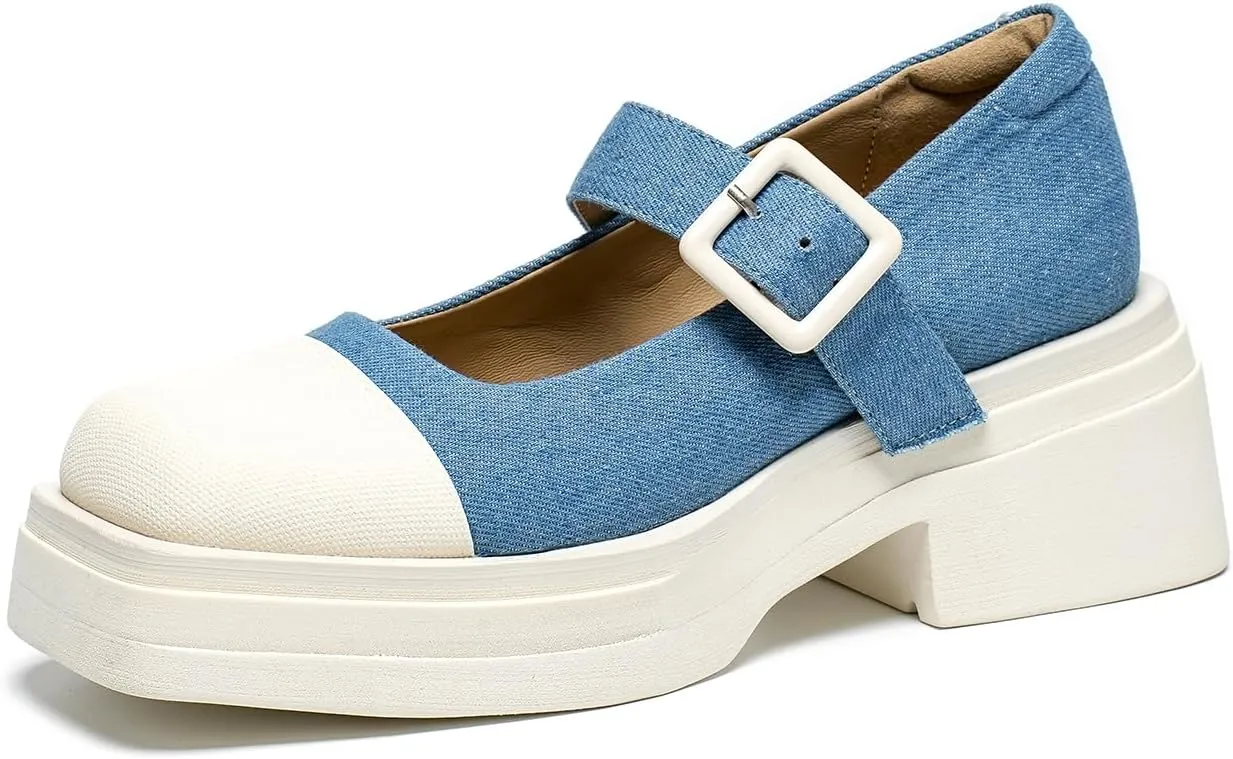 BEAU TODAY Mary Jane Shoes Women, Genuine Leather Womens Loafers, Mary Jane Pumps for Women, Closed Toe Dress Shoes for Women