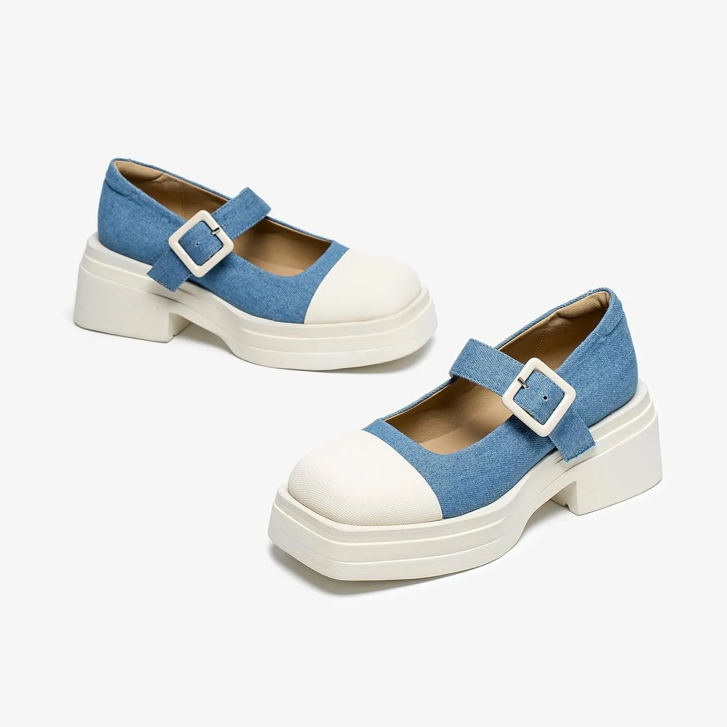 BEAU TODAY Mary Jane Shoes Women, Genuine Leather Womens Loafers, Mary Jane Pumps for Women, Closed Toe Dress Shoes for Women