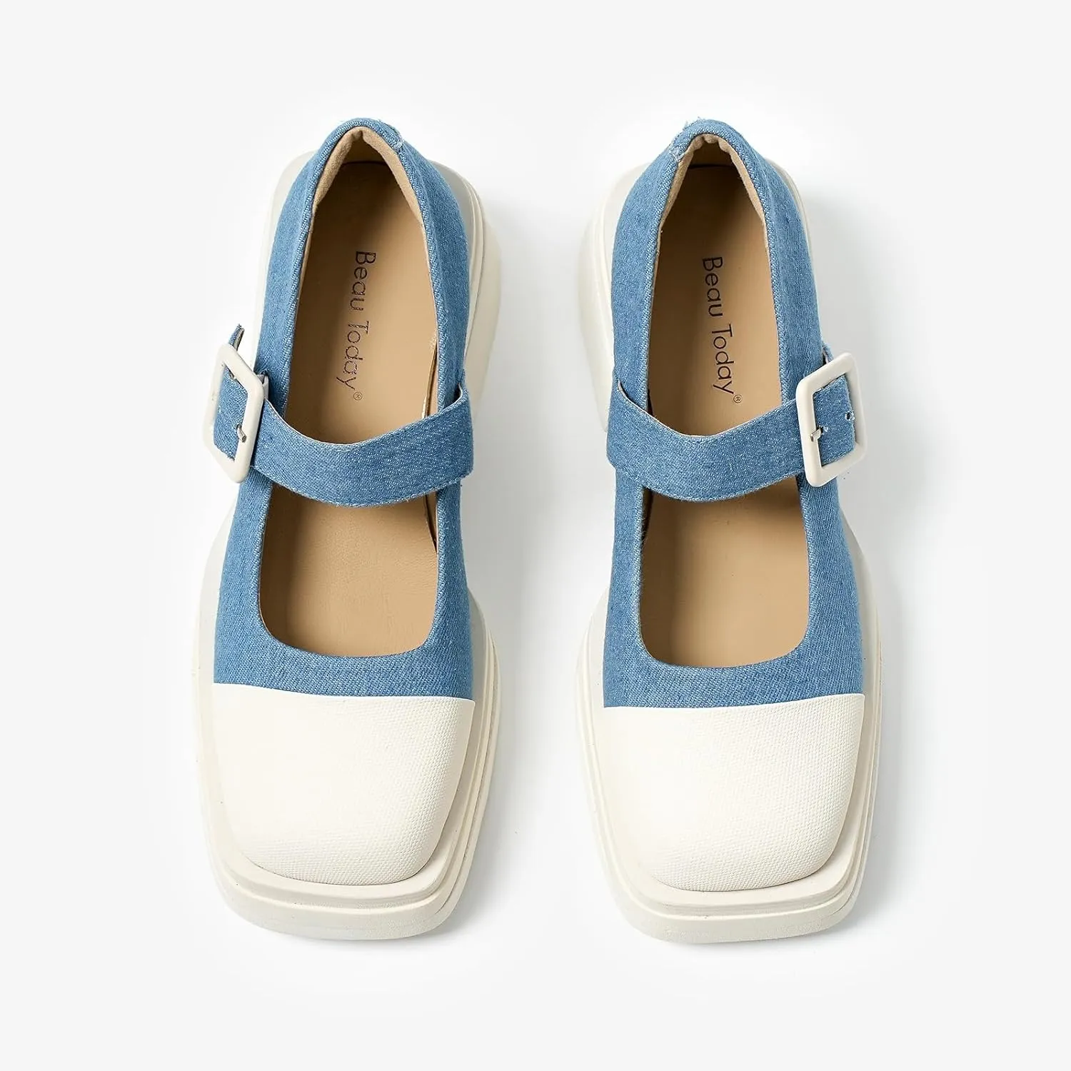BEAU TODAY Mary Jane Shoes Women, Genuine Leather Womens Loafers, Mary Jane Pumps for Women, Closed Toe Dress Shoes for Women