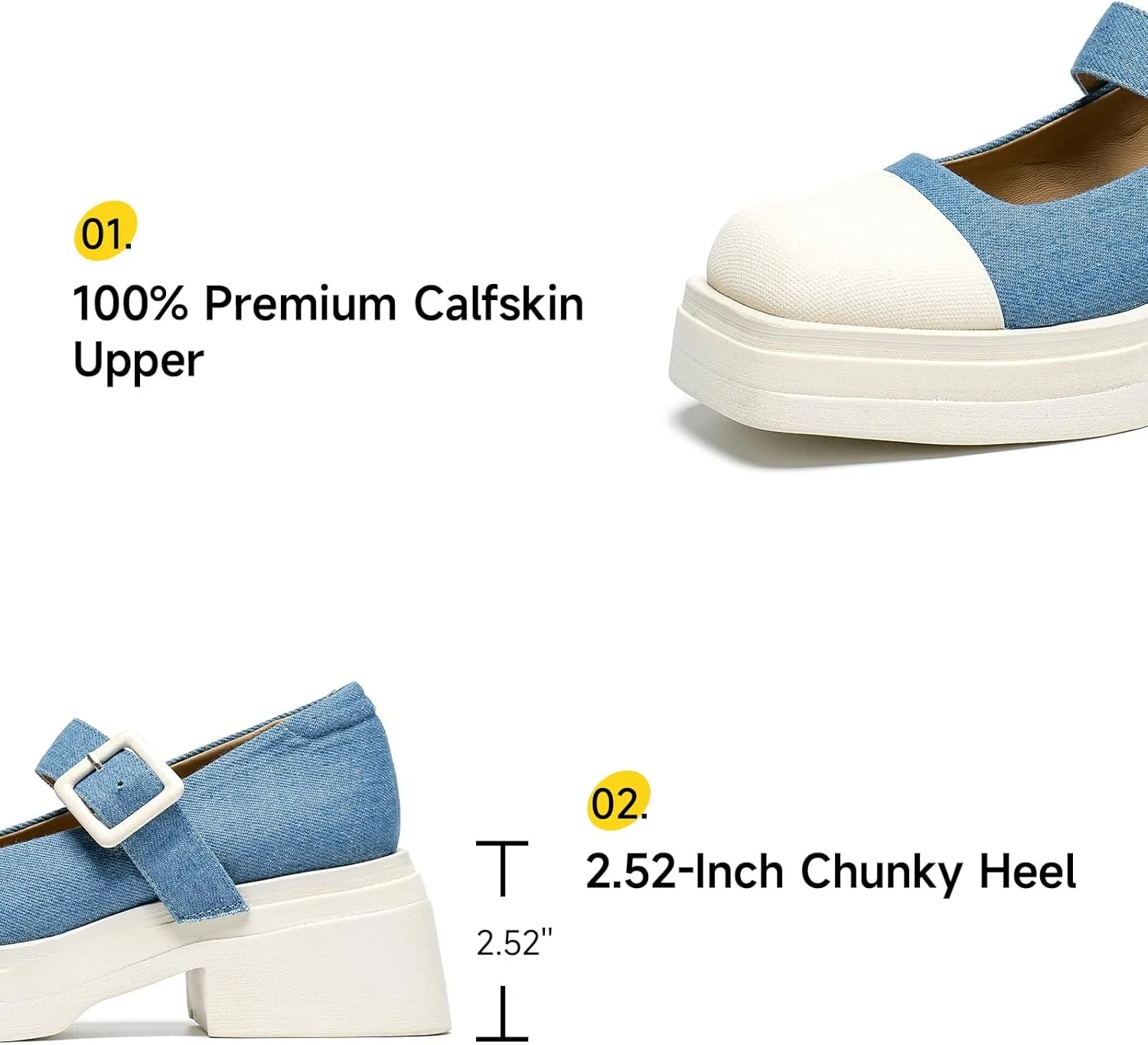 BEAU TODAY Mary Jane Shoes Women, Genuine Leather Womens Loafers, Mary Jane Pumps for Women, Closed Toe Dress Shoes for Women