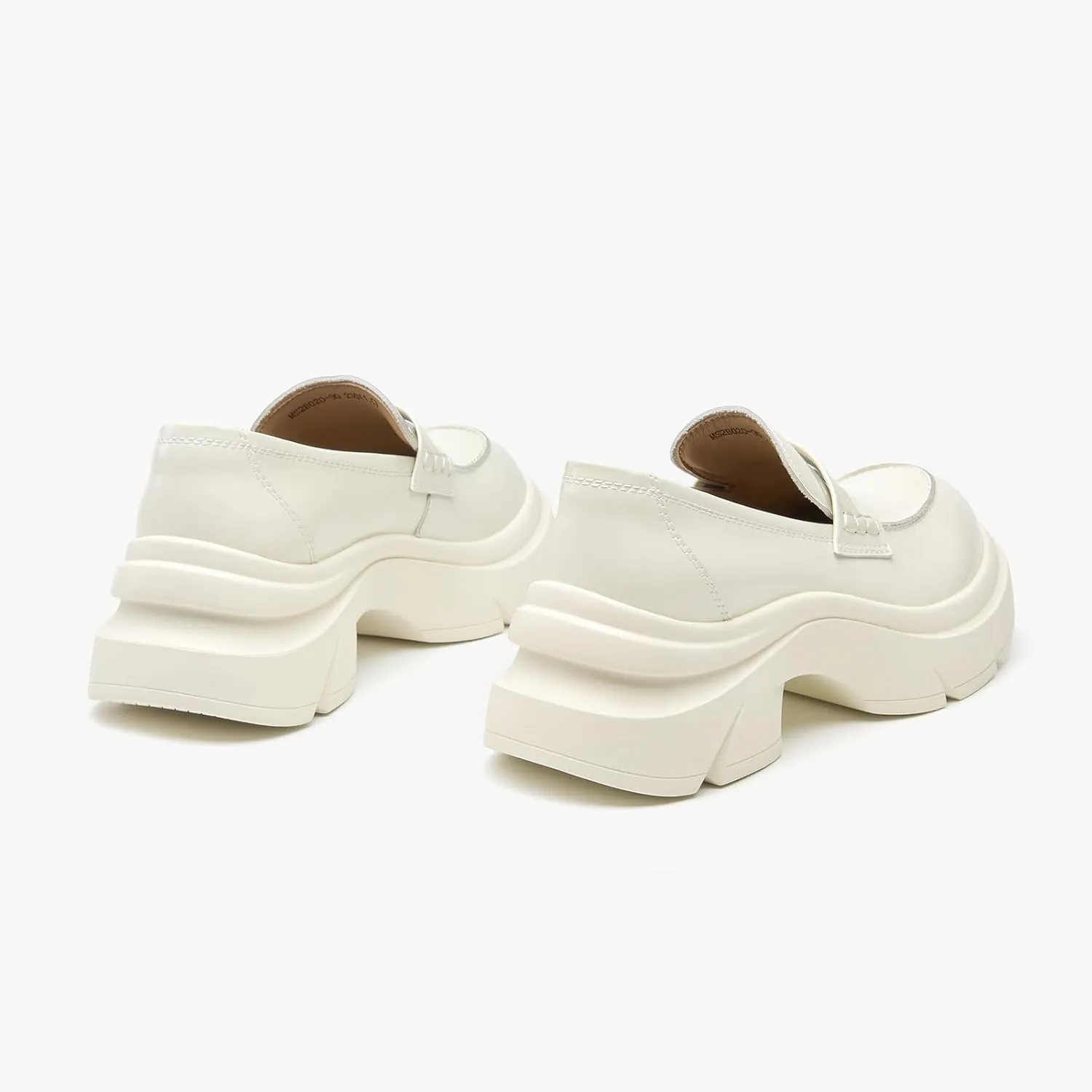 BEAU TODAY Womens Fashion Platform Loafers, Comfort Slip-on Leather Loafers with Chunky Heel, Round Toe Business Work Shoes