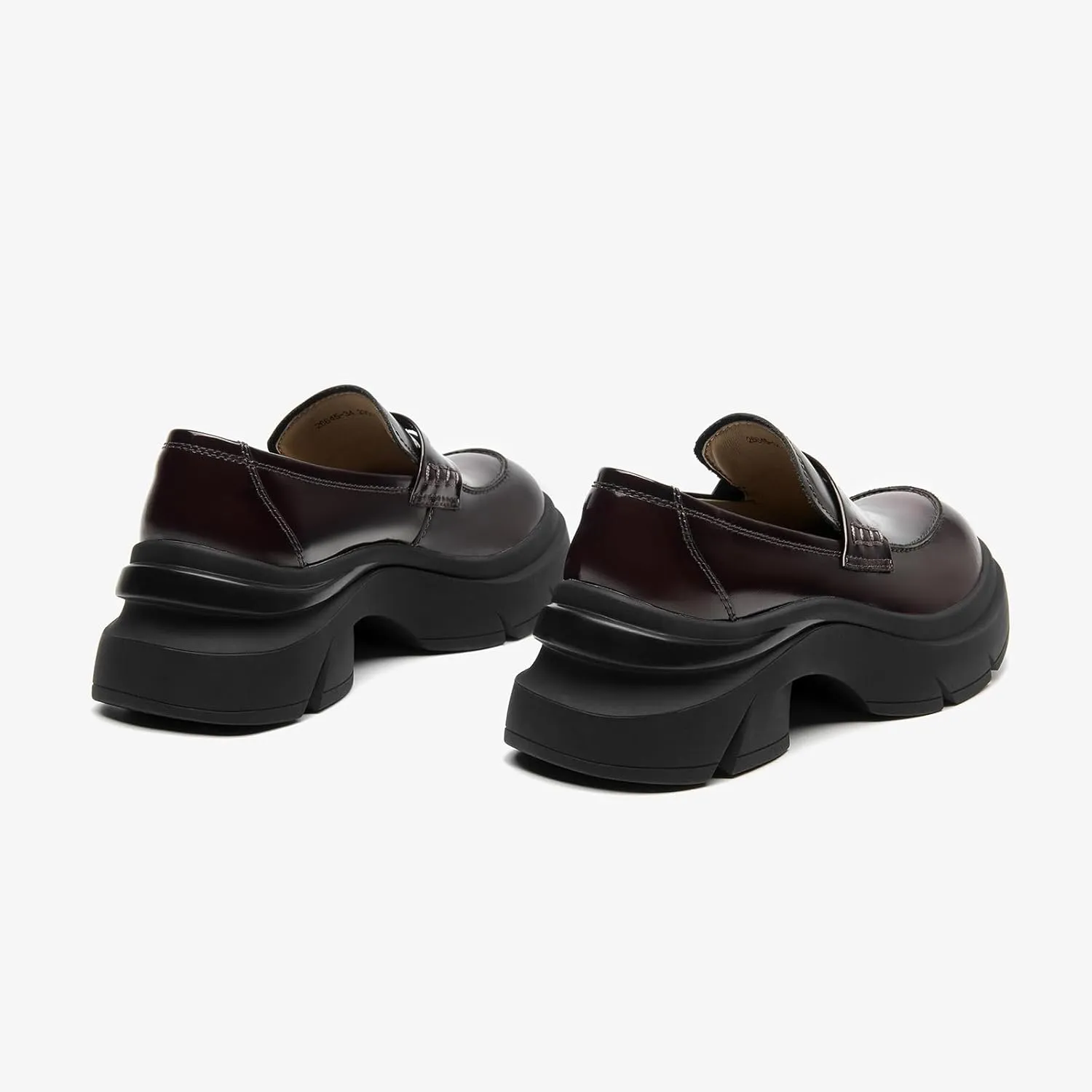 BEAU TODAY Womens Fashion Platform Loafers, Comfort Slip-on Leather Loafers with Chunky Heel, Round Toe Business Work Shoes