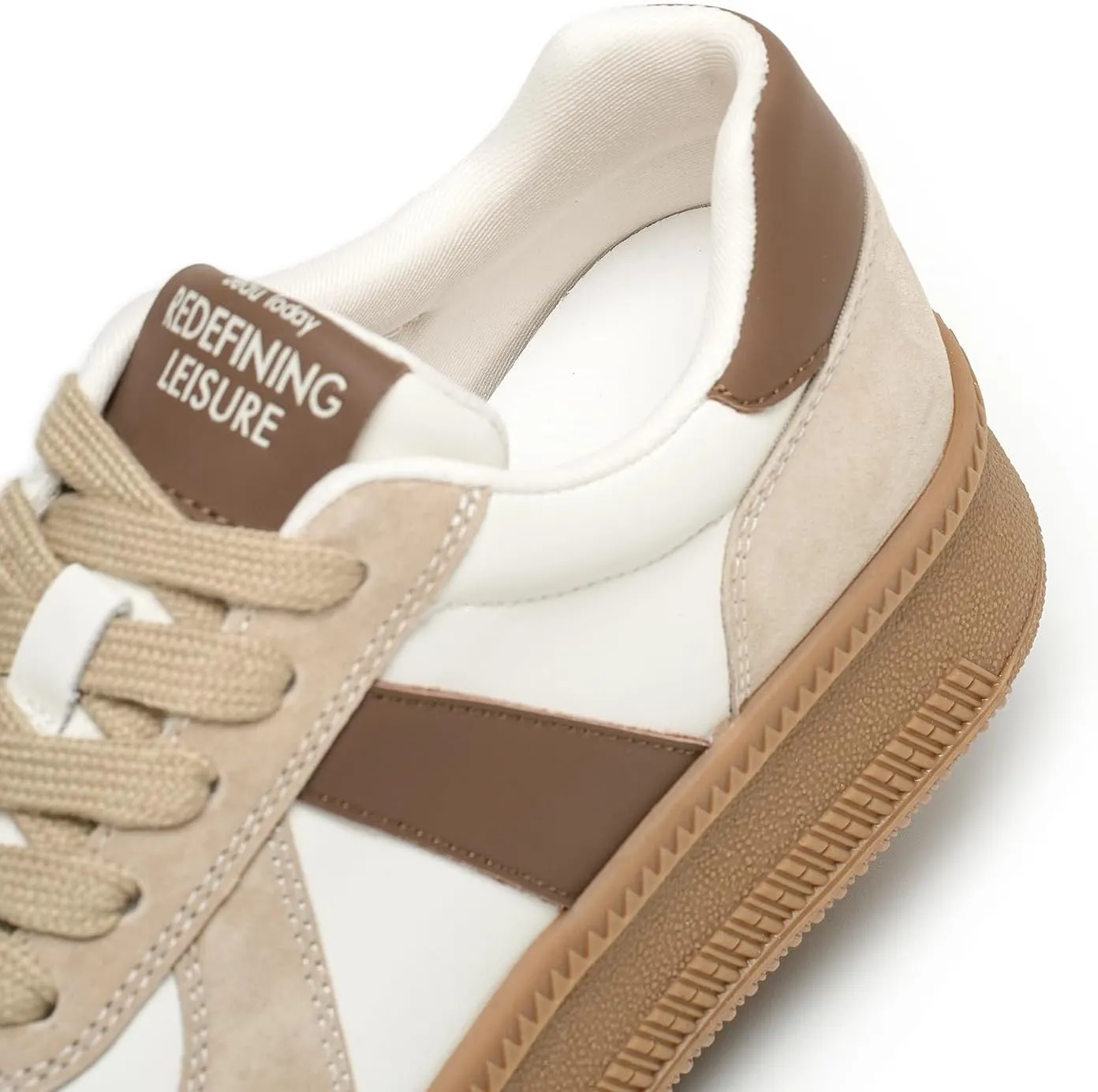 BEAU TODAY Women's Platform Fashion Sneakers, Classic Retro Trainers, Leather Casual Lace Up Skate Shoes, Comfortable Tennis Running Walking Shoes