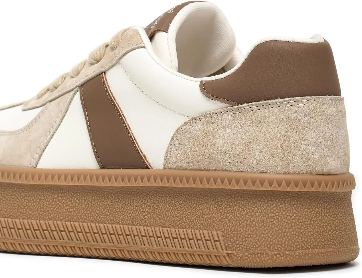 BEAU TODAY Women's Platform Fashion Sneakers, Classic Retro Trainers, Leather Casual Lace Up Skate Shoes, Comfortable Tennis Running Walking Shoes