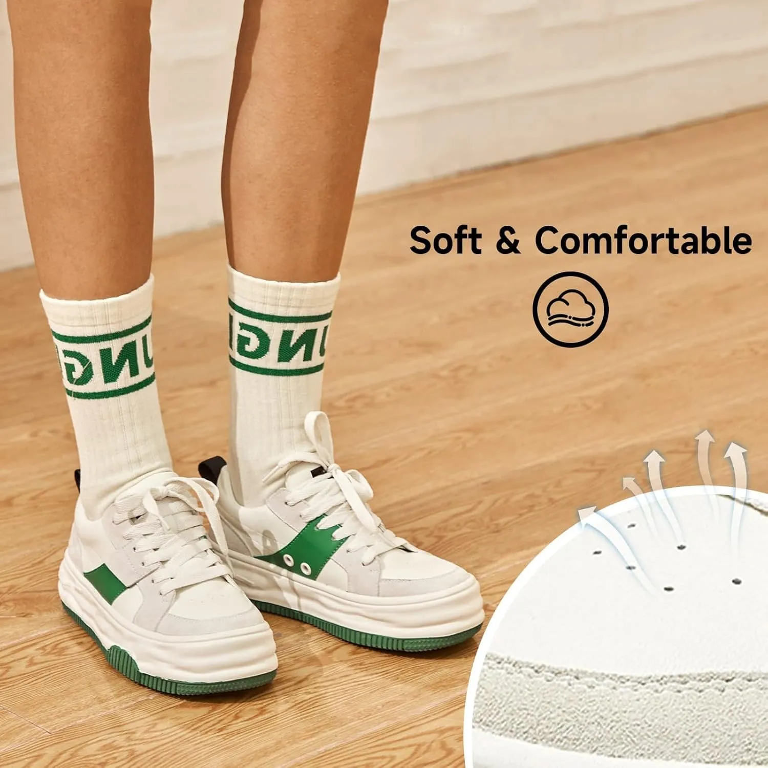 BEAU TODAY Womens Platform Sneakers, Leather Fashion Sneakers for Women Lace Up Comfortable Cute Tennis Shoes Casual Walking Shoes