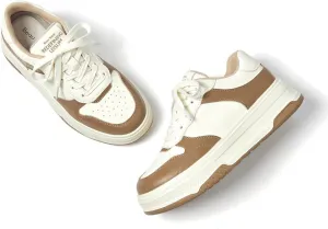 BEAU TODAY Women's Platform Sneakers,Fashion Leather Tennis Shoes for Women,Chunky Lightweight Comfortable Non Slip Lace up Dress Casual Walking Shoes