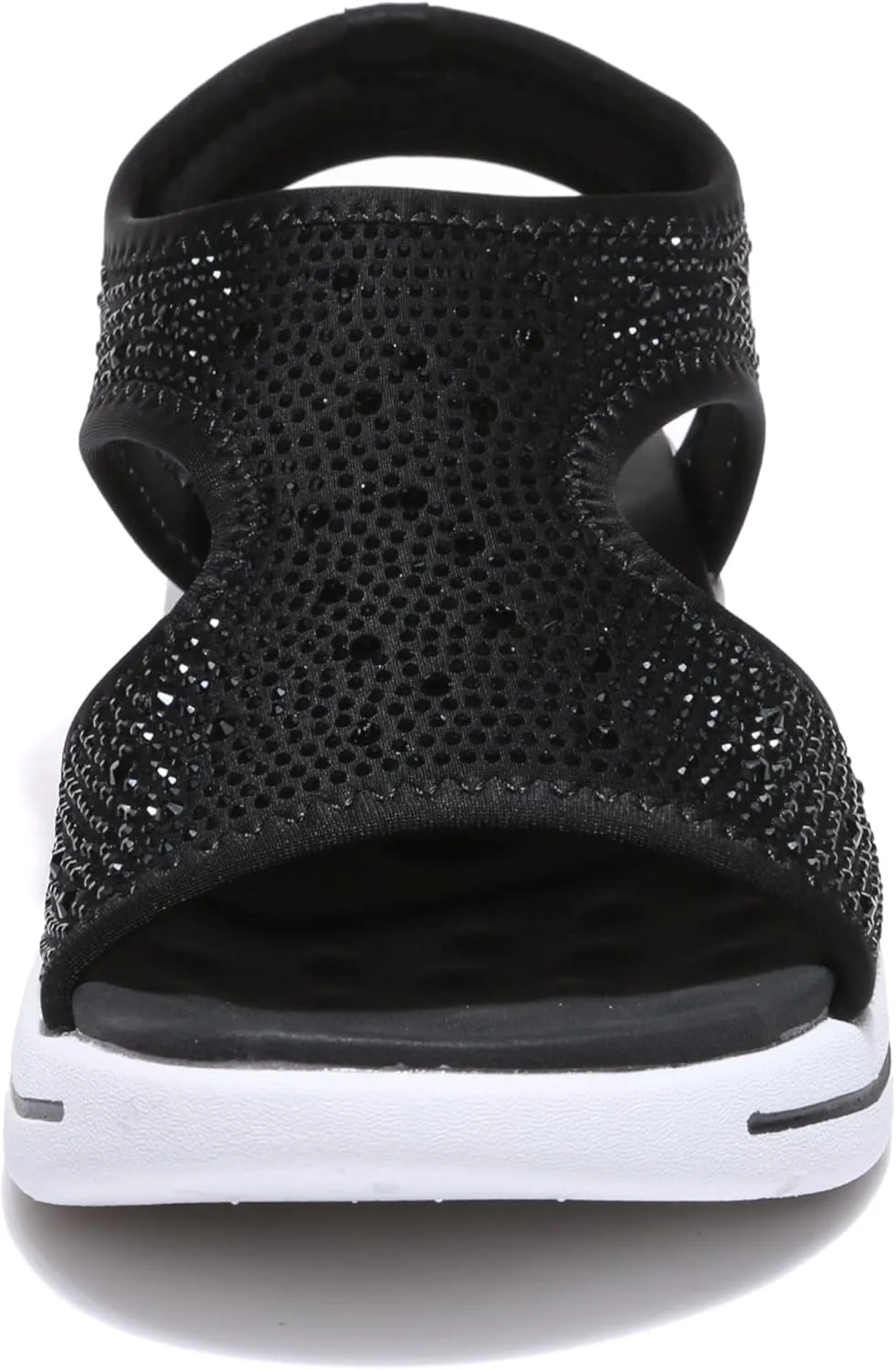 Bernal Women's Fashion Walking Sandals Comfortable Cushion Open-Toe Shoes Slip-On Platrorm Sandals with Diamonds