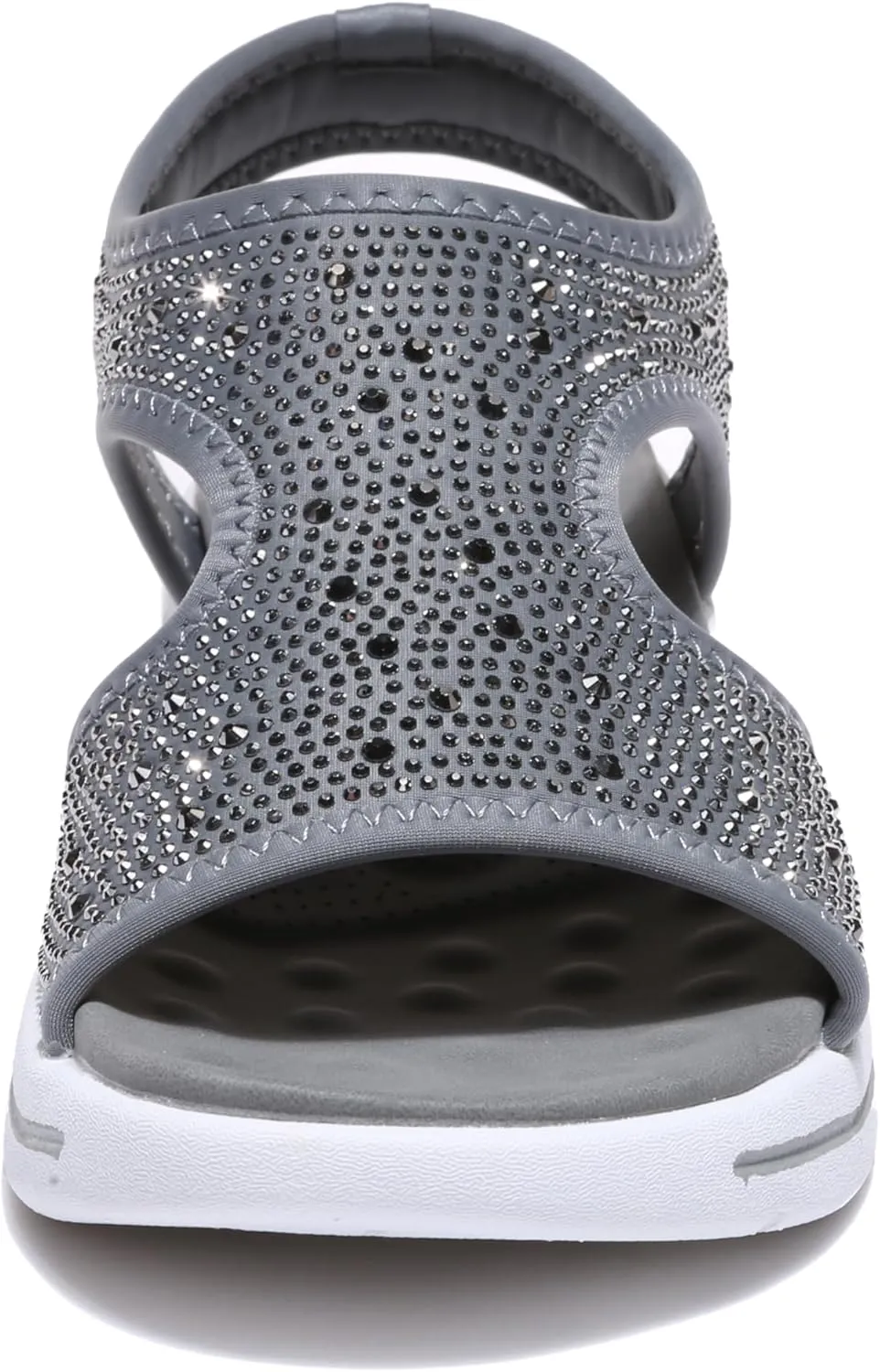 Bernal Women's Fashion Walking Sandals Comfortable Cushion Open-Toe Shoes Slip-On Platrorm Sandals with Diamonds