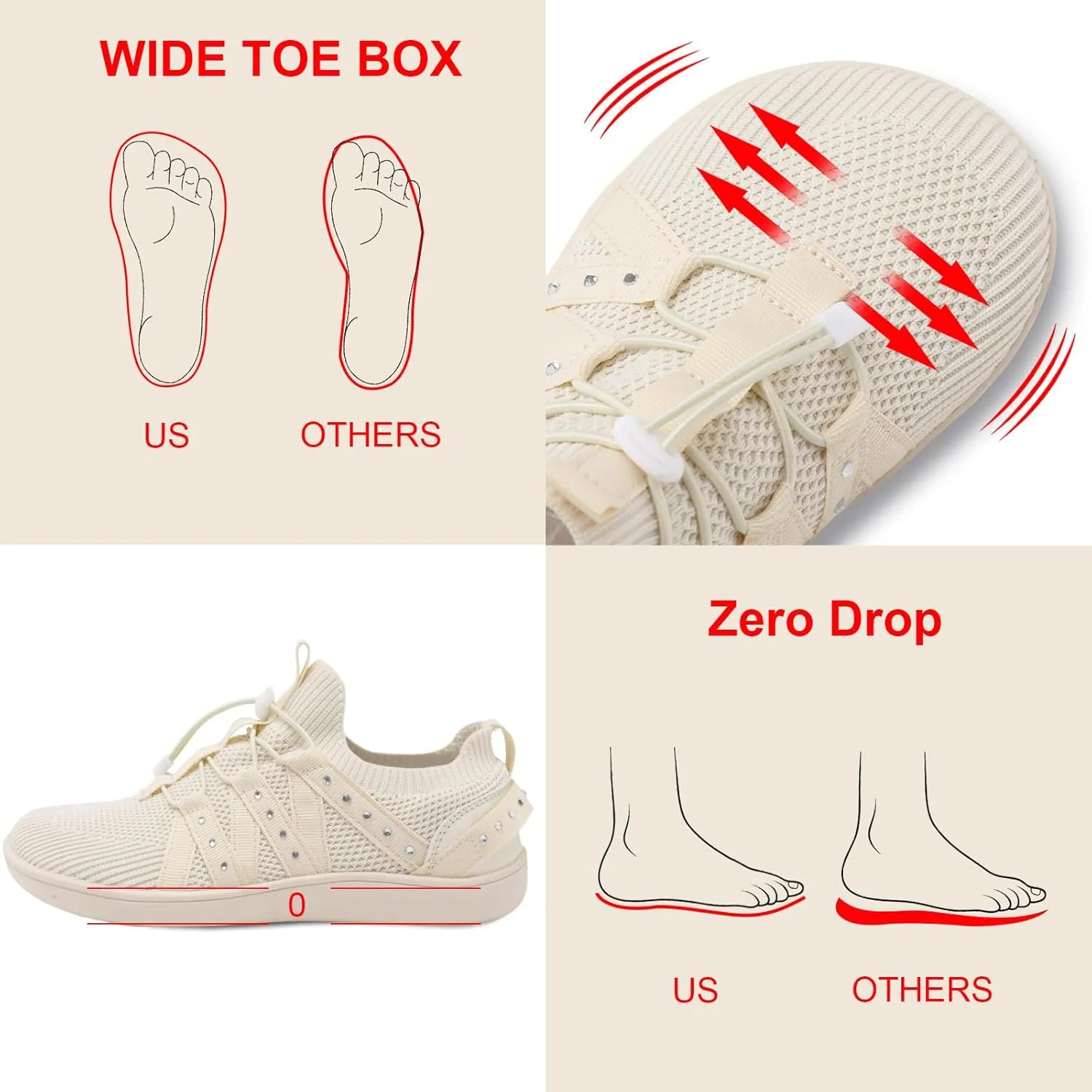 Besroad Womens Slip On Walking Shoes Wide Toe Barefoot Shoes Minimalist Zero Drop Shoes Breathable Tennis Shoes Fashion Casual Sneakers