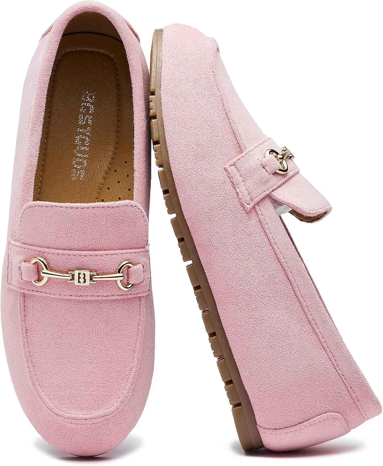 BGSTGUDS Women's Wide Loafers Shoes Cute Dressy Shoes Ladies Comfort Flats Slip Ons Work Shoes