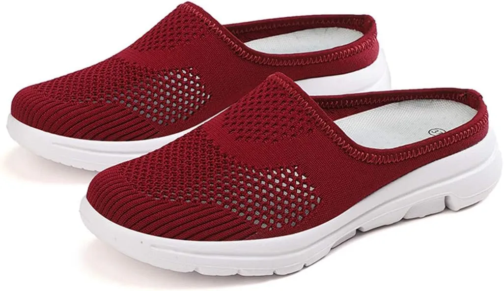 BIFINI Womens Backless Sneakers Mesh Slip-on Mule Shoes Breathable Slippers