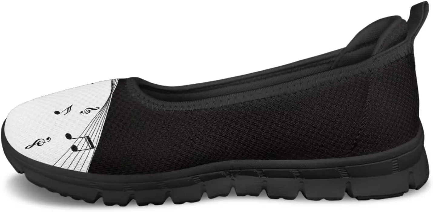 Binienty Women's Comfy Slip-On Walking Shoes Wide Toe Box Elasticity Knit Loafers with Arch Support