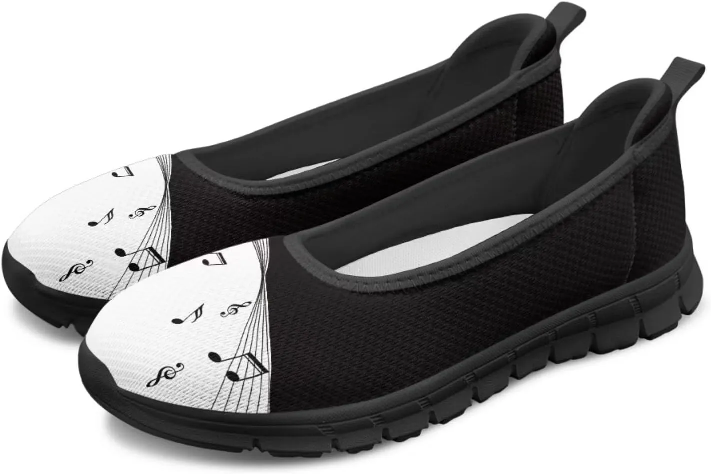 Binienty Women's Comfy Slip-On Walking Shoes Wide Toe Box Elasticity Knit Loafers with Arch Support