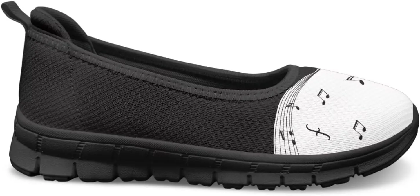 Binienty Women's Comfy Slip-On Walking Shoes Wide Toe Box Elasticity Knit Loafers with Arch Support