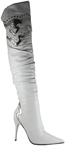 BIONDINI Women's Italian Leather Over The Knee High Heel Dressy Boots 5553