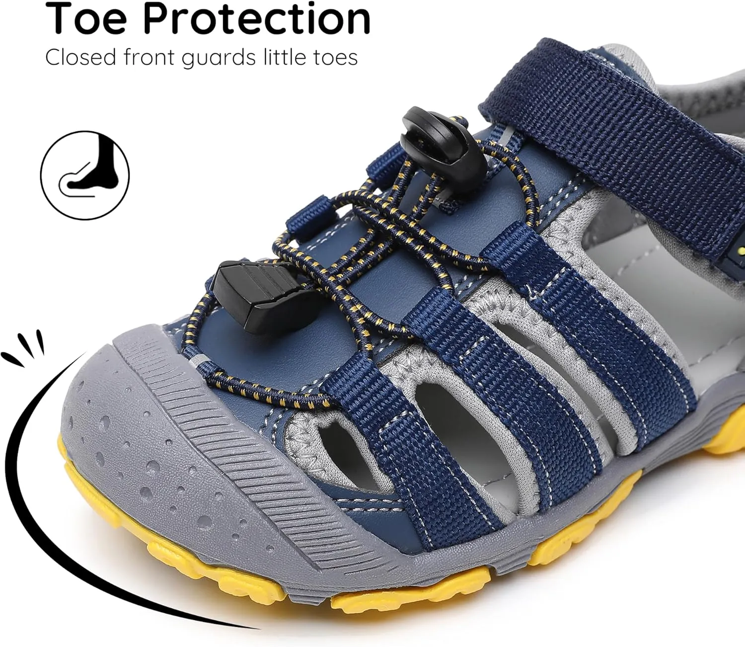 Blikcon Boys Girls Sandals Closed Toe Water Sandals for Kids Soft Sole Outdoor Sport Sandals with Adjustable Straps (Toddler/Little Kid)