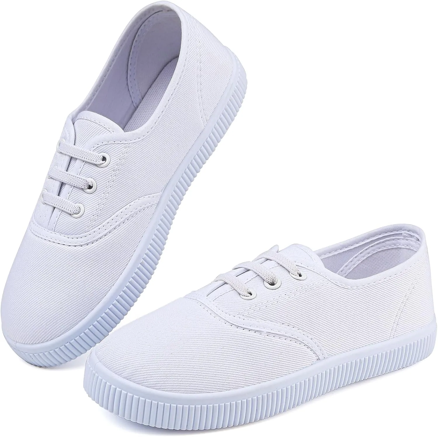 Boy's Girl's Kids White Canvas Shoes for Kids Slip-On Lightweight Sneakers Casual Skin-Friendly Walking Running Shoes(Toddler/Little Kids/Big Kids)