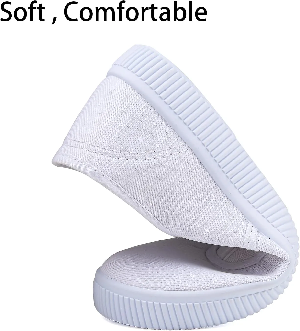 Boy's Girl's Kids White Canvas Shoes for Kids Slip-On Lightweight Sneakers Casual Skin-Friendly Walking Running Shoes(Toddler/Little Kids/Big Kids)