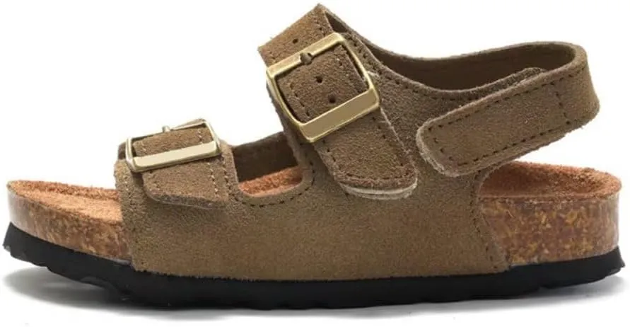 Boys Girls Summer Cork Footbed Slide Sandal, Arch Support Outdoor Sandals with Adjustable Buckle Backstraps for Toddler/Little Kid/Big Kid