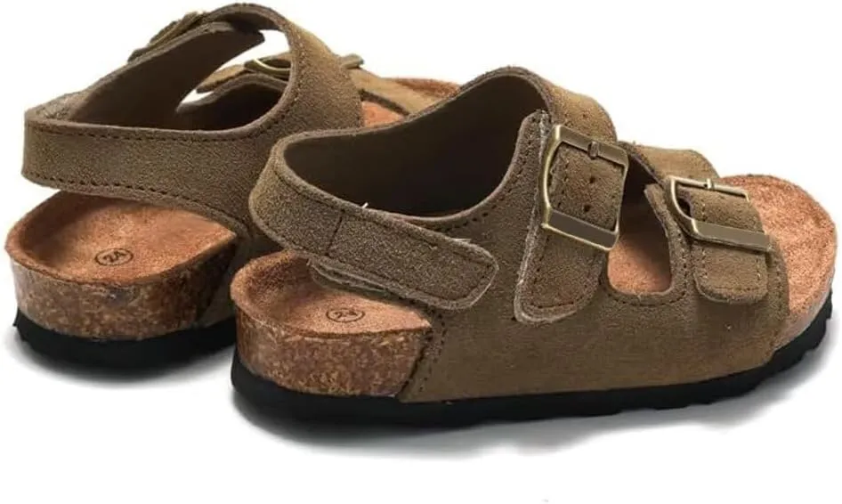 Boys Girls Summer Cork Footbed Slide Sandal, Arch Support Outdoor Sandals with Adjustable Buckle Backstraps for Toddler/Little Kid/Big Kid