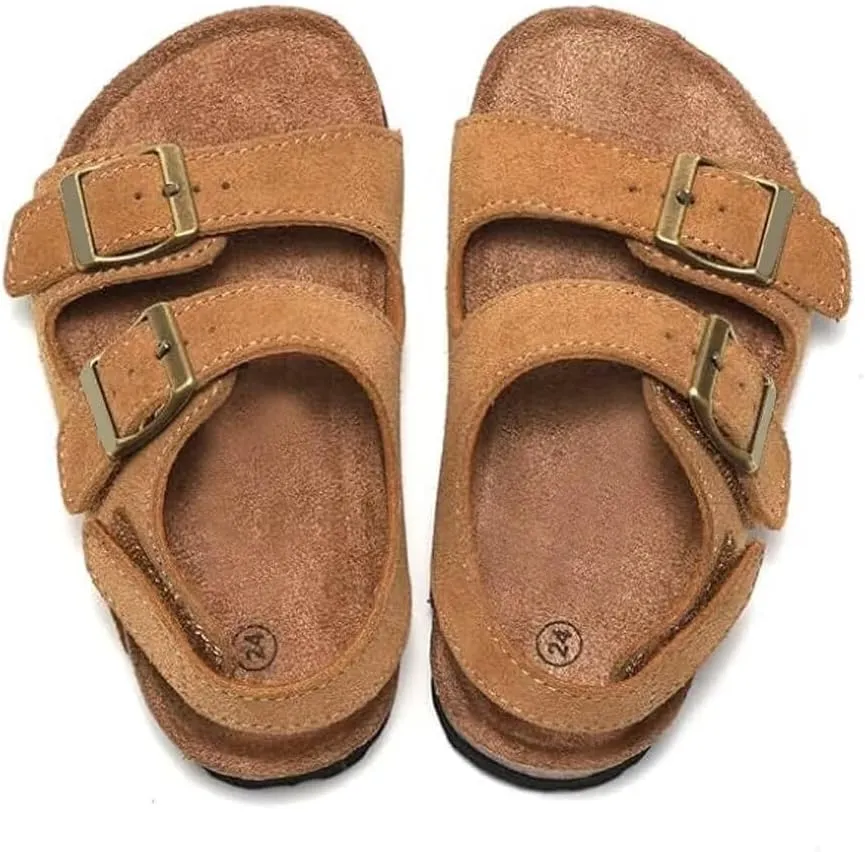 Boys Girls Summer Cork Footbed Slide Sandal, Arch Support Outdoor Sandals with Adjustable Buckle Backstraps for Toddler/Little Kid/Big Kid