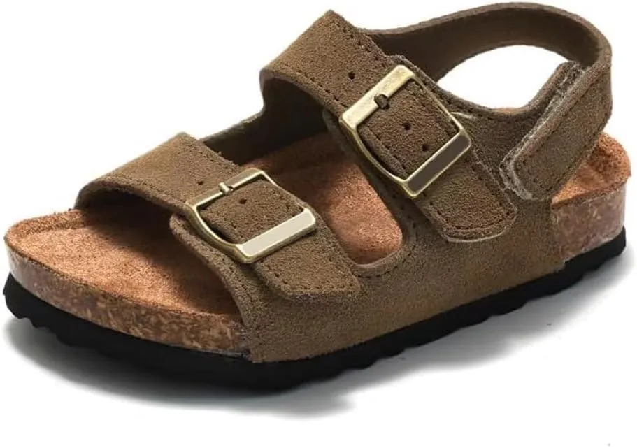 Boys Girls Summer Cork Footbed Slide Sandal, Arch Support Outdoor Sandals with Adjustable Buckle Backstraps for Toddler/Little Kid/Big Kid