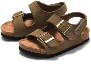 Boys Girls Summer Cork Footbed Slide Sandal, Arch Support Outdoor Sandals with Adjustable Buckle Backstraps for Toddler/Little Kid/Big Kid