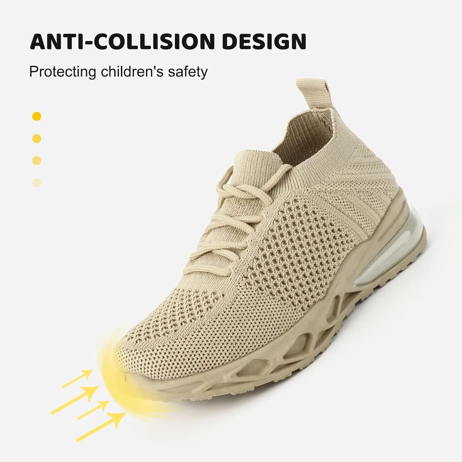 Boy's Mesh Breathable Running Shoes, Comfortable Anti-Skid Breathable Sneakers for Kids Meter Beige