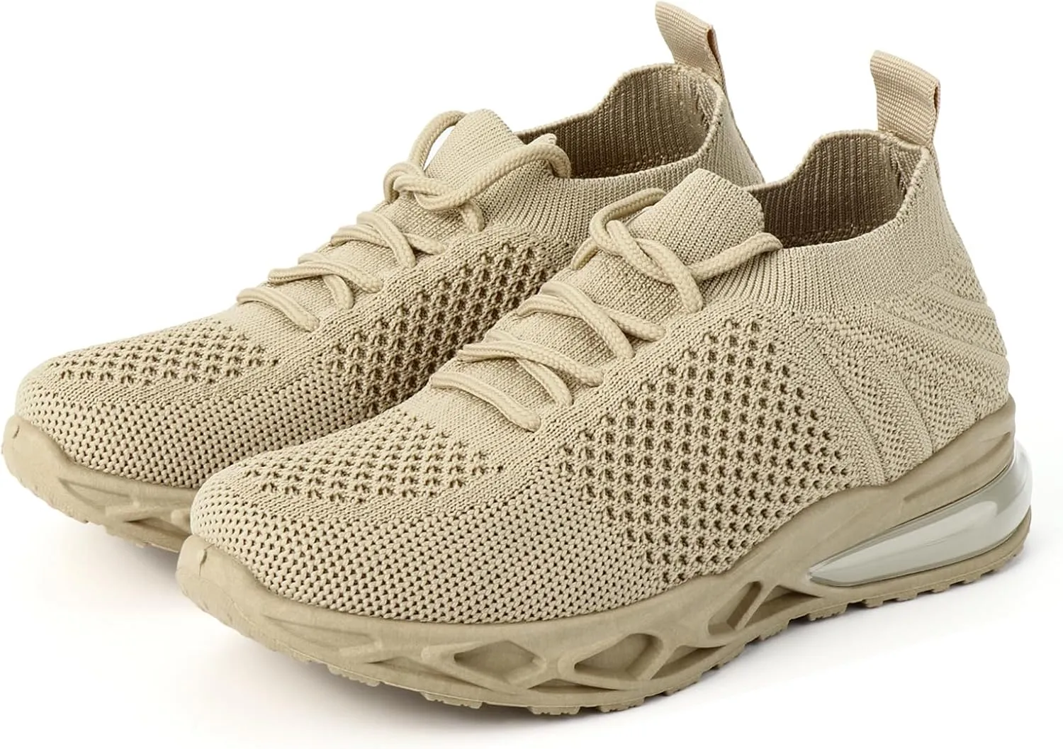Boy's Mesh Breathable Running Shoes, Comfortable Anti-Skid Breathable Sneakers for Kids Meter Beige