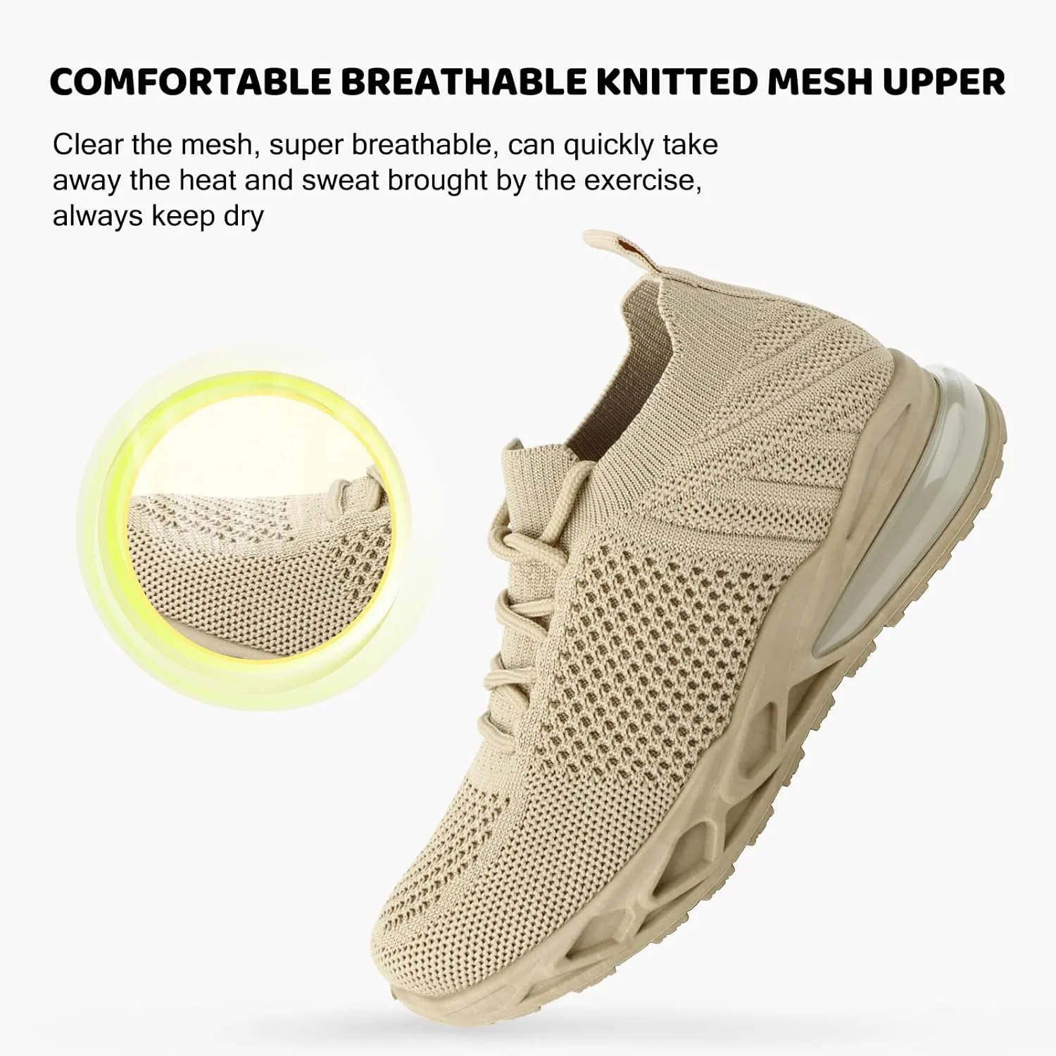 Boy's Mesh Breathable Running Shoes, Comfortable Anti-Skid Breathable Sneakers for Kids Meter Beige