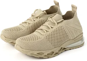 Boy's Mesh Breathable Running Shoes, Comfortable Anti-Skid Breathable Sneakers for Kids Meter Beige