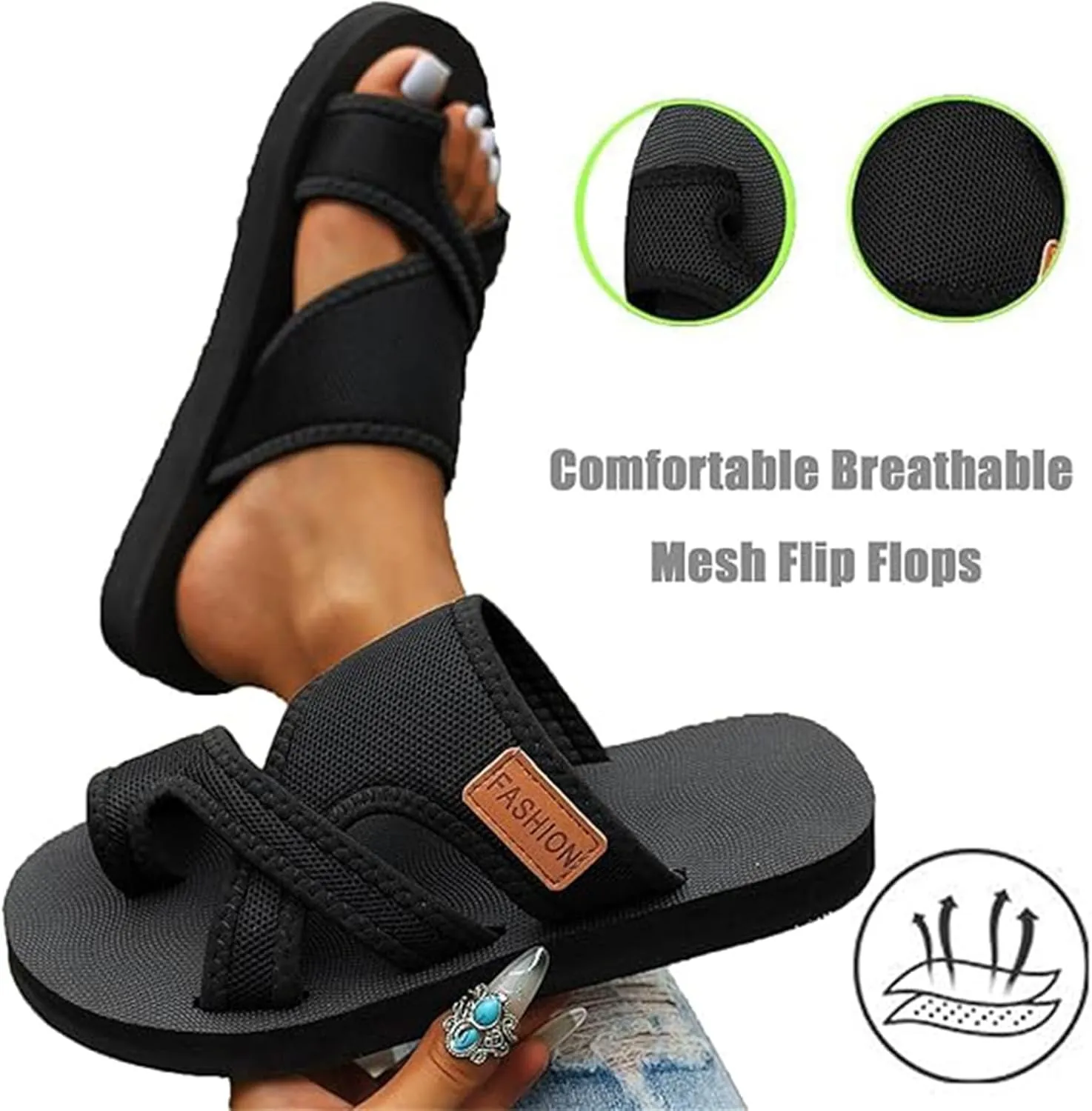 Breathable Mesh Sandals for Women, Breathable Mesh Flip Flops, Women's Hollow Mesh Slide Sandals