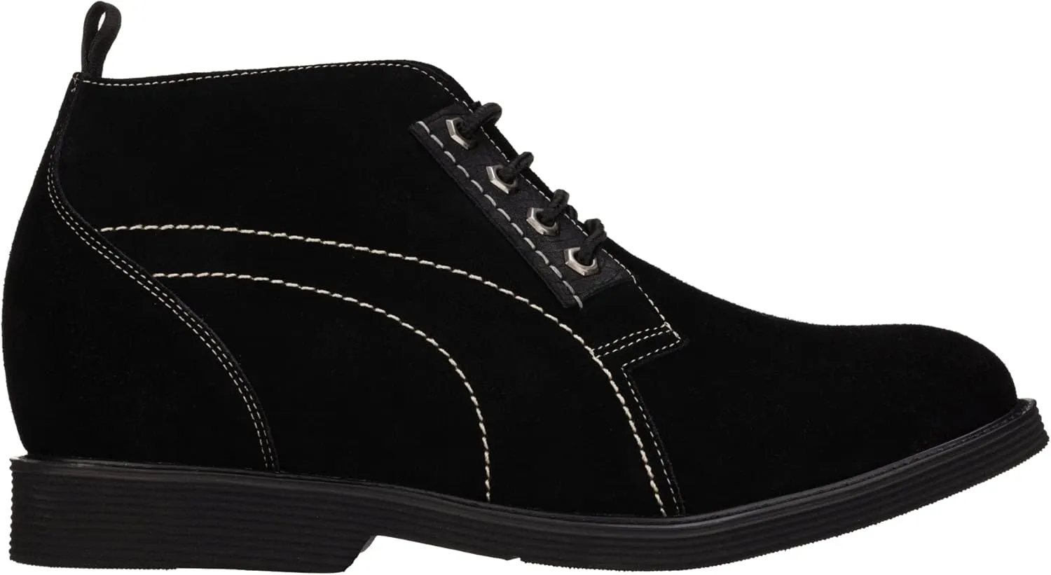 CALTO Men's Invisible Height Increasing Elevator Shoes - Black Suede Leather Chukka Lace-up Ankle Boots - 3.2 Inches Taller - K9913 - Size 8 D(M) US