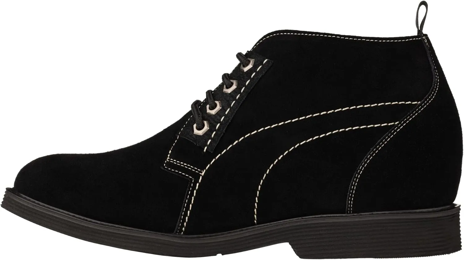 CALTO Men's Invisible Height Increasing Elevator Shoes - Black Suede Leather Chukka Lace-up Ankle Boots - 3.2 Inches Taller - K9913 - Size 8 D(M) US