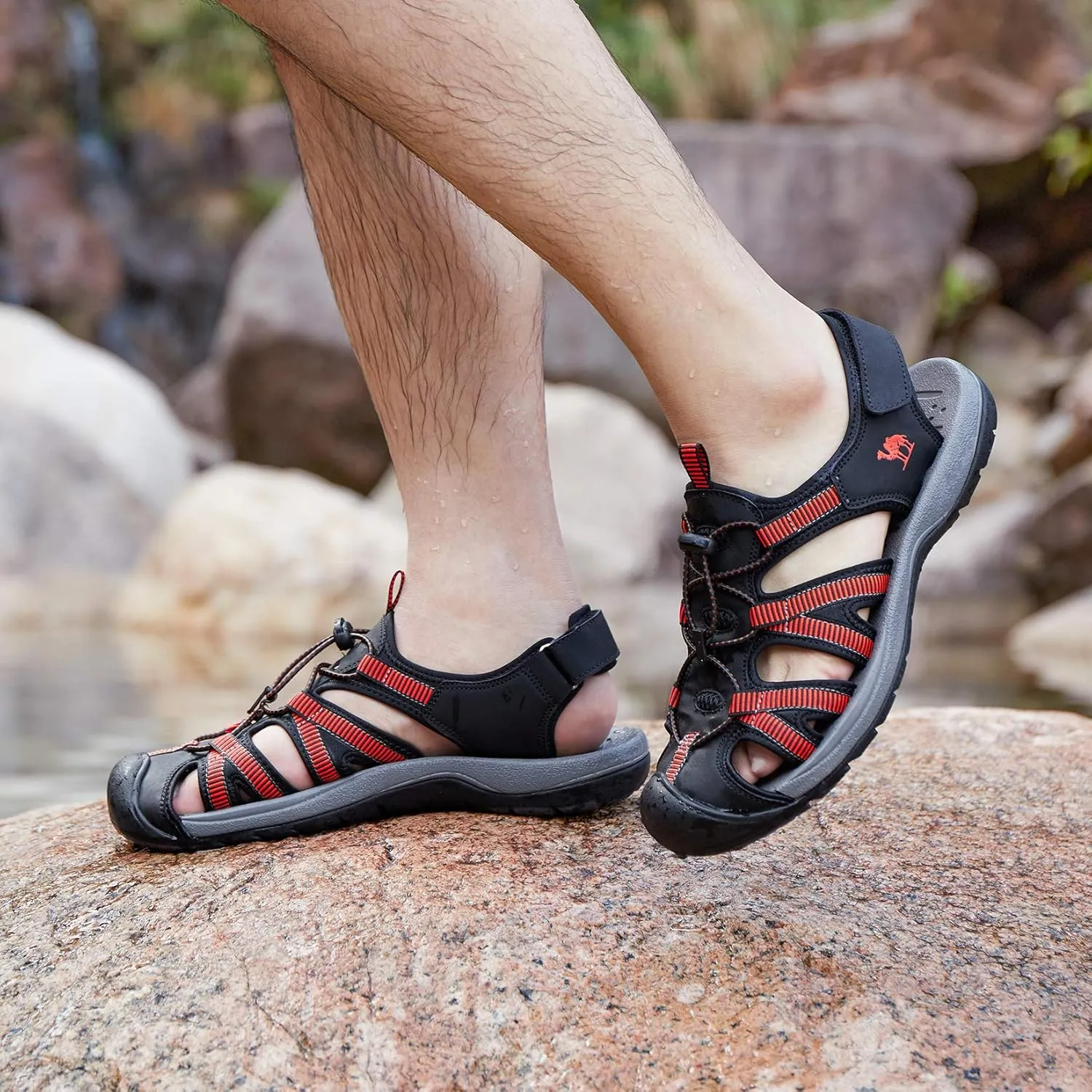 CAMELSPORTS Men's Hiking Sandals Closed Toe Outdoor Beach Sandal Waterproof Sport Fisherman Sandals Water Shoes